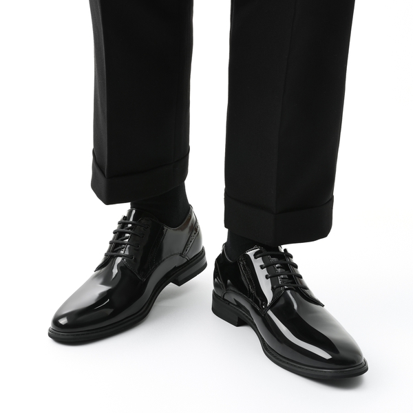Men's Polished PU Leather Oxford Shoes - BLACK PAT - 1